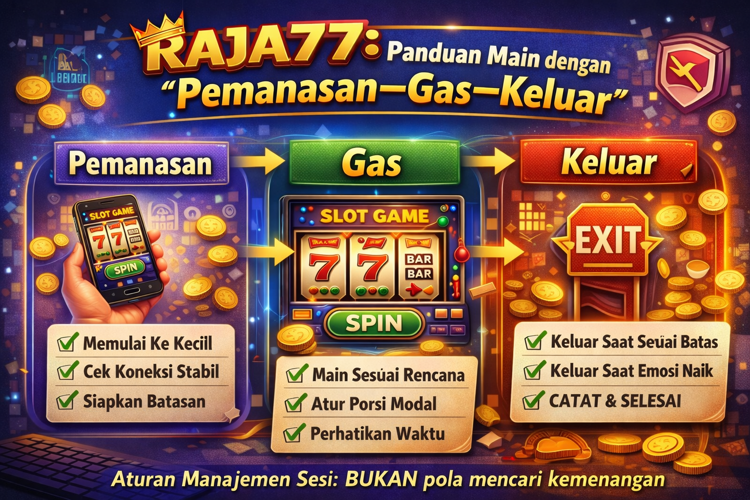 RAJA77: Panduan Main dengan Pola “Pemanasan–Gas–Keluar”